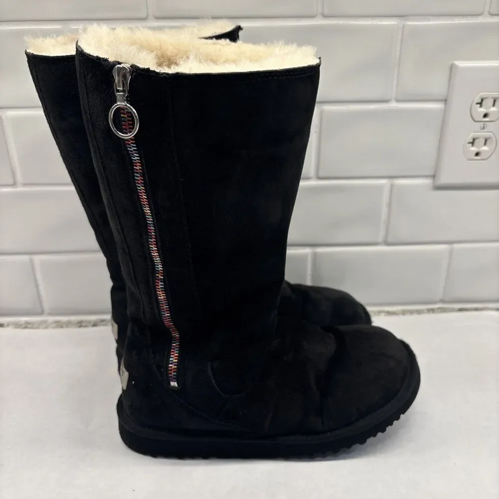 UGG 5654 Multicolor Rainbow Zipper Snow Boot Size 5 Black EUR 35‎ / UK 4…...L39